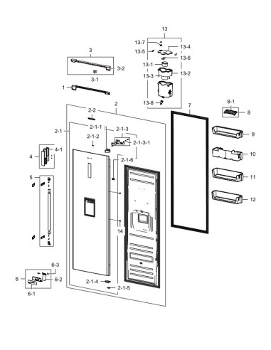 Poignée pour Réfrigérateur RR35H6500SA Samsung