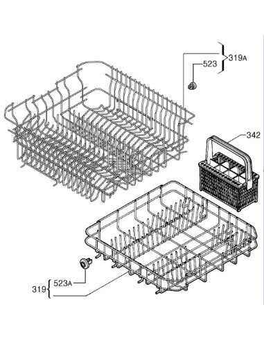 Panier Supérieur pour Lave Vaisselle ZANUSSI