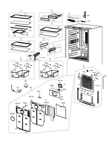 Couvercle Evaporateur Réfrigérateur pour Réfrigérateur RF62HEPN Samsung