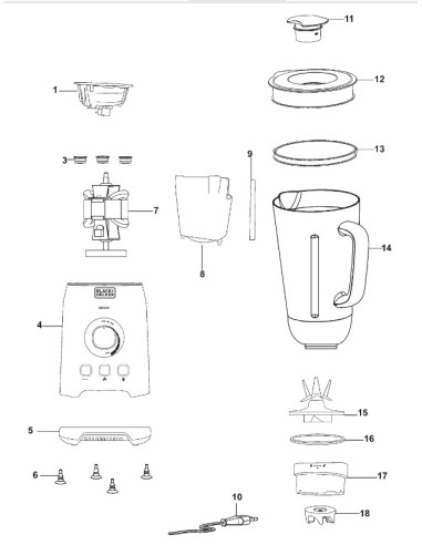 Sortie Entrée Moteur pour Mixeur Blender BLACK & DECKER