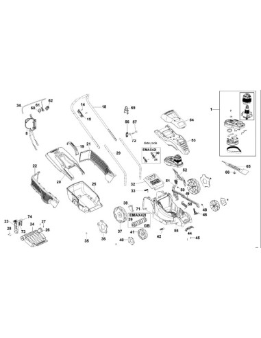 Sortie Entrée Transmission pour Tondeuse BLACK DECKER