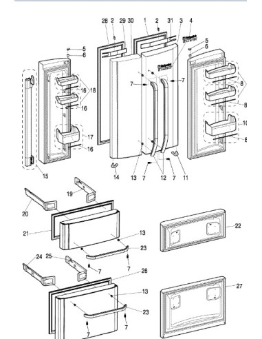 Joint Tiroir Inferieur 4D 656x447 pour Refrigérateur HOTPOINT