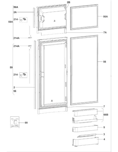 Porte Complet Service 519x915m pour Réfrigérateur DOMETIC