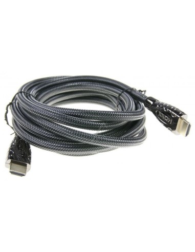 Cordon HDMI GOLD en Nylon Tressé Noir, Contact Métal Doré 3 m