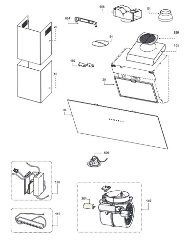 Vitre pour Hotte AIRLUX