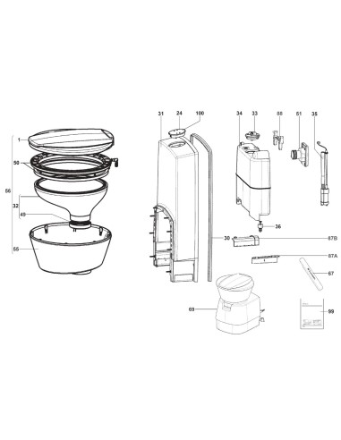 Plateau Complet pour Toilette DOMETIC