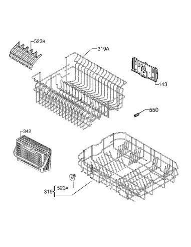 Panier Supérieur Gris pour Lave Vaisselle IKEA