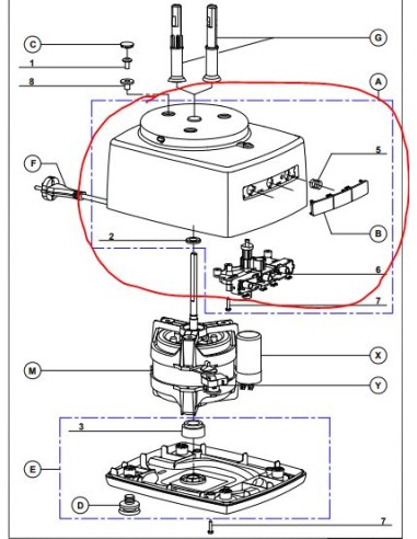 Support moteur complet pour préparateur culinaire magimix