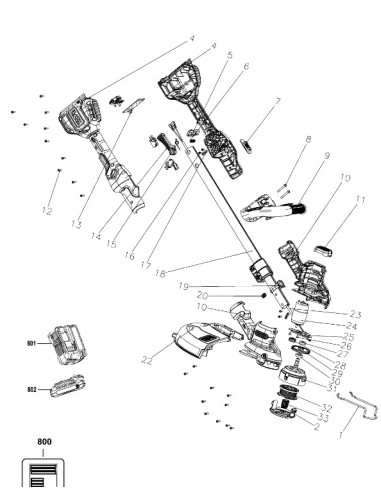 Sortie Entree Carte Circuit Imprimé pour Coupe Bordures BLACK + DECKER
