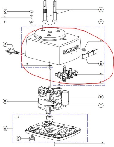 SUPPORT MOTEUR COMPLET pour préparateur culinaire MAGIMIX