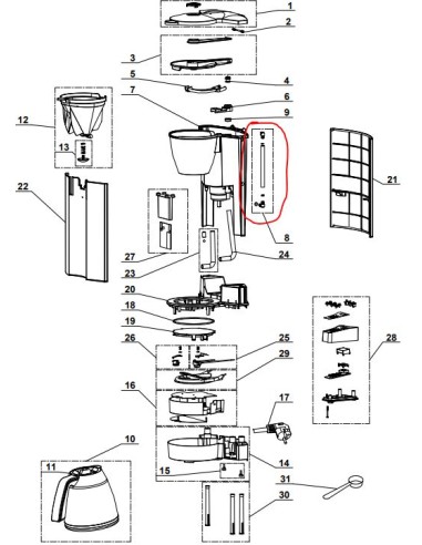 Tube niveau eau pour cafetière magimix
