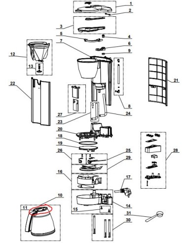 Porte filtre pour cafetière magimix