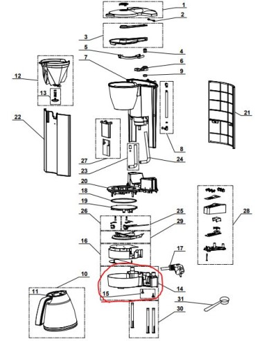 Socle et pied pour cafetière magimix