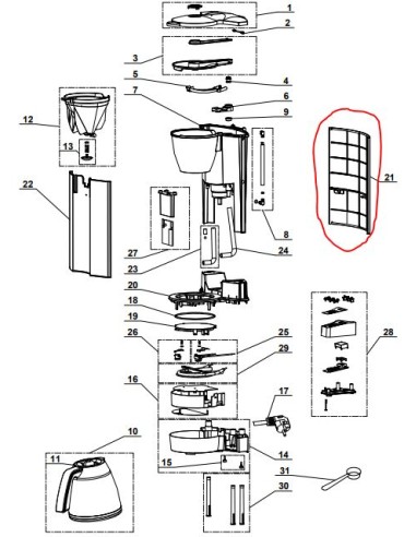 Corp arrière pour machine à café magimix