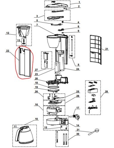 Corps avant pour cafetière MAGIMIX
