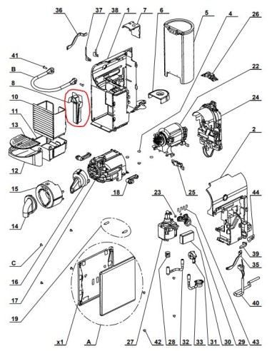 GUIDE SUPPORT GAUCHE pour cafetière nespresso MAGIMIX