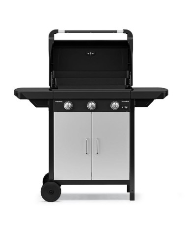 PLANCHA GAZ SUR CHARIOT EX 3 -  60x35 cm - Plaque fonte émaillée - Couvercle de cuisson