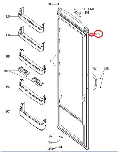 Porte de Réfrigérateur pour Réfrigérateur LADEN