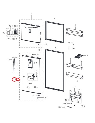 Ensemble Porte Réfrigérateur pour Réfrigérateur Samsung