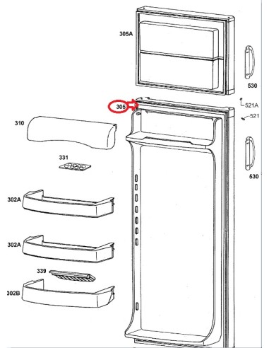 Porte rc  Réfrigérateur avec Joint pour Réfrigérateur FAURE