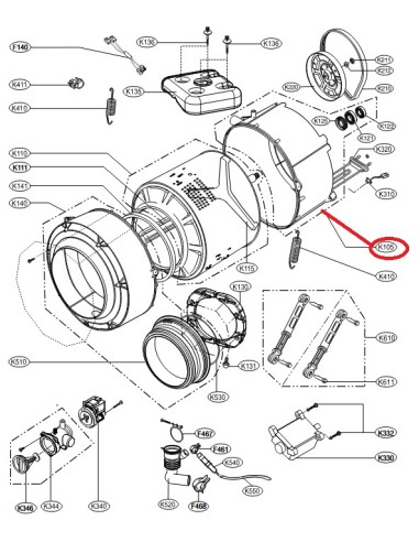 Ensemble Cuve Arriére + Paliers pour Machine à Laver LG