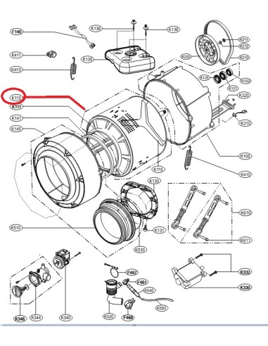 Ensemble Tambour pour Machine à Laver LG