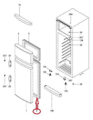 Joint Réfrigérateur Blanc 520x1103 pour Réfrigérateur Vedette