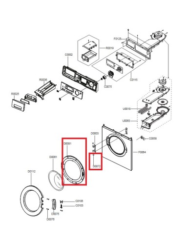 Cadre Inférieur de Porte pour Machine à Laver SAMSUNG