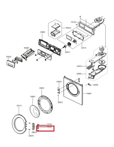 Levier de Porte pour Machine à Laver SAMSUNG