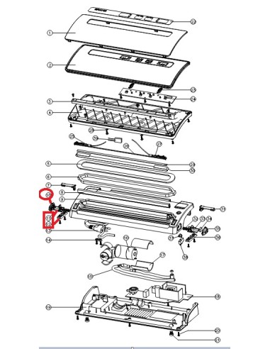 Ensemble Bouton gauche de déverrouillage du couvercle pour Emballeuse Sous Vide VS2660 Kitchen Chef