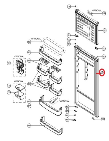 Porte RC Réfrigérateur pour Refrigerateur PROLINE