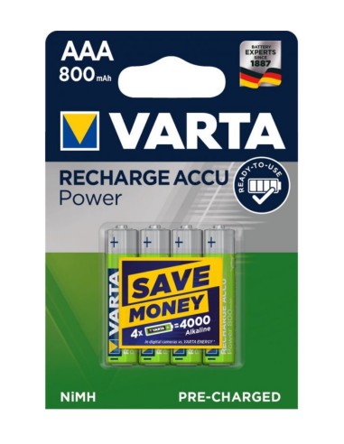 Accus / Piles rechargeables 1,2V. 800mAh type micro AAA ( LR03 ) Varta longlife