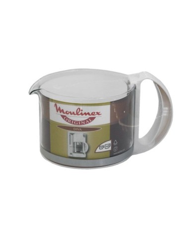 Bol / verseuse 12 tasses en verre, bandeau anti-choc et poignée blanche pour cafetière Moulinex Diva.
